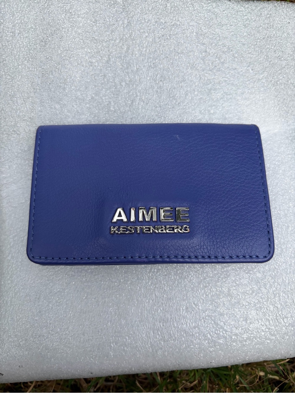 Aimee Kestenberg Purple Leather Card Wallet with Silver Logo